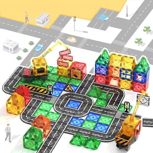 Klocki Magnetyczne Konstrukcyjne Duże Dzieci Zabawki Chłopca Zestaw Pojazdy na Arena.pl