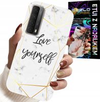 ETUI DO HUAWEI P SMART 2021 - BIAŁY MARMUREK W ZŁOTE RAMKI LOVE YOU