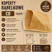 Koperty Bąbelkowe brązowe CD 100 szt. na płyty CD Mocne Samoklejące