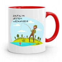 Kubek Czerwony Wędkarza Zaufaj Mi Jestem Wędkarzem Z Nadrukiem Ze Zdjęciem