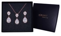 Komplet rose gold MIGDAŁKI kolczyki naszyjnik ślub KOKONET 8-0108 + 8-0111