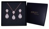 Komplet rose gold MIGDAŁKI kolczyki naszyjnik ślub KOKONET 8-0108 + 8-0111