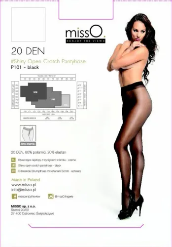 misso p101 rajstopy z wycięciem czarne xxl - elegancki połysk na Arena.pl