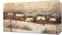 Obraz 50x30cm Wioska Otulona Śniegiem