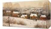 Obraz 50x30cm Wioska Otulona Śniegiem