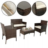 KOMPLET MEBLE OGRODOWE RATTANOWE WYPOCZYNEK SOFA STOLIK RENO II BRĄZ