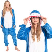 Piżama Damska Kombinezon Kigurumi Onesie Kostium Niebieski Rekin 155-165 M