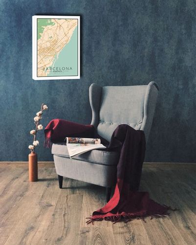 Barcelona mapa kolorowa - obraz na płótnie 90x120 cm na Arena.pl