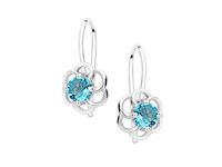 Eleganckie wiszące rodowane srebrne kolczyki kwiaty flowers błękitne cyrkonie srebro 925 Z1621D_AQ