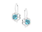 Eleganckie wiszące rodowane srebrne kolczyki kwiaty flowers błękitne cyrkonie srebro 925 Z1621D_AQ