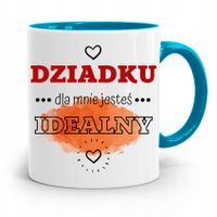 Kubek Błękitny Dzień Dziadka Dziadek Idealny Z Nadrukiem Ze Zdjęciem