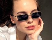 Okulary unisex prostokątne przeciwsłoneczne metalowe D10_Złotoczarny