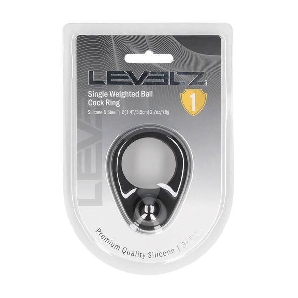 Liquid Silicone Single Weighted Ball Cockring - Black zdjęcie 1
