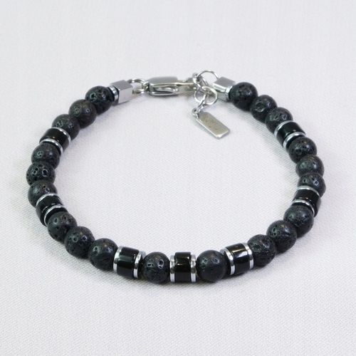 Bransoletka Męska Srebrna Prezent Dla Faceta Prezent Na Święta Lawa Onyks na Arena.pl