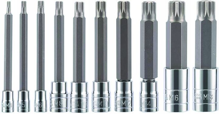 ZESTAW NASADEK SPLINE 1/4 3/8 1/2 M4-M18 XZN 10 ELEMENTÓW WPUSTOWE DŁUGIE zdjęcie 4