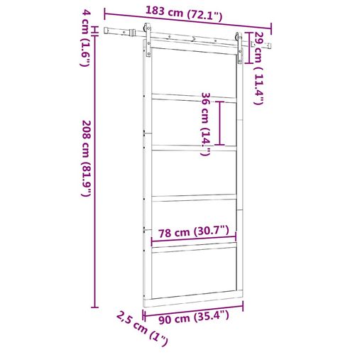 Drzwi przesuwne Brązowy 90 x 208 cm Lite drewno sosnowe na Arena.pl
