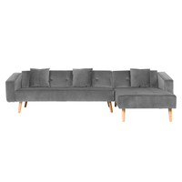 Narożnik welurowy lewostronny rozkładany szary VADSO