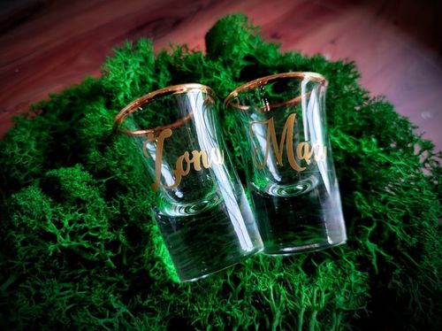 OSZUKANE KIELISZKI złote 15 ml GRUBE DNO Para Młoda Świadkowie Mąż Żona na Arena.pl