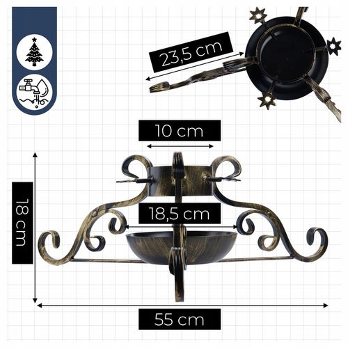 MASYWNY STALOWY KUTY STOJAK CHOINKOWY POD CHOINKĘ Z POJEMNIKIEM NA WODĘ S10 na Arena.pl