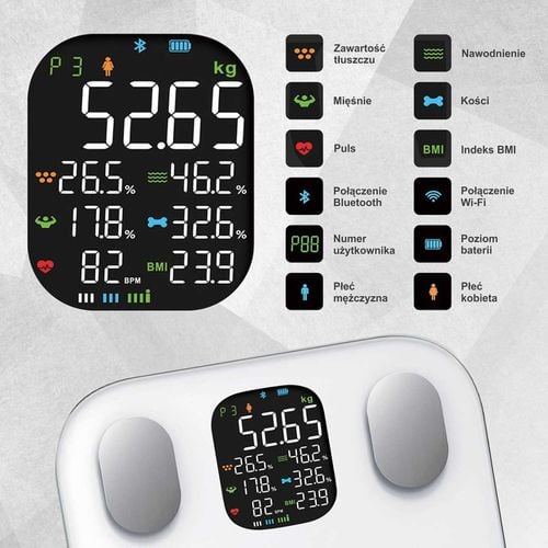 analityczna waga łazienkowa smart ios android klausberg kb-7855 na Arena.pl