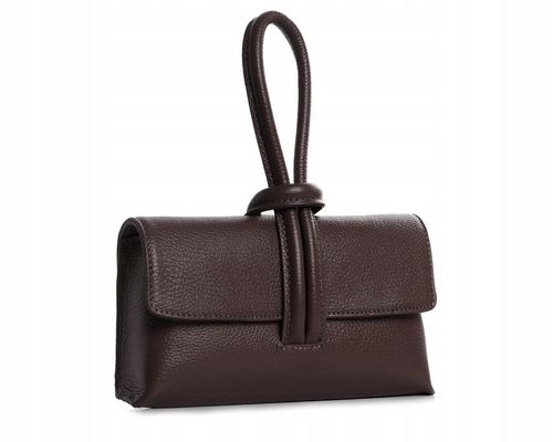 WŁOSKA SKÓRZANA KOPERTÓWKA TOREBKA WIZYTOWA SOLOME FLORA BRĄZOWA WIECZOROWA na Arena.pl