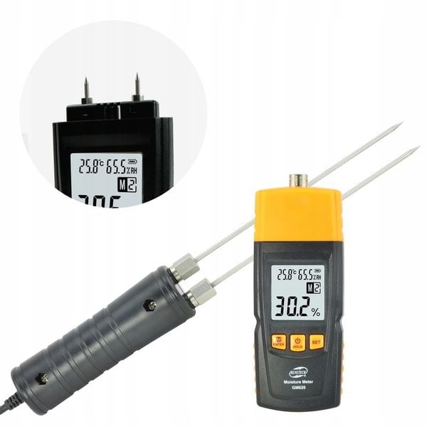WILGOTNOŚCIOMIERZ PRECYZYJNY I SZYBKI MIERNIK WILGOTNOŚCI DREWNA+SONDA LCD zdjęcie 1