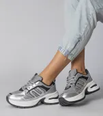 Srebrne sneakersy sportowe na masywnej podeszwie Aries 40