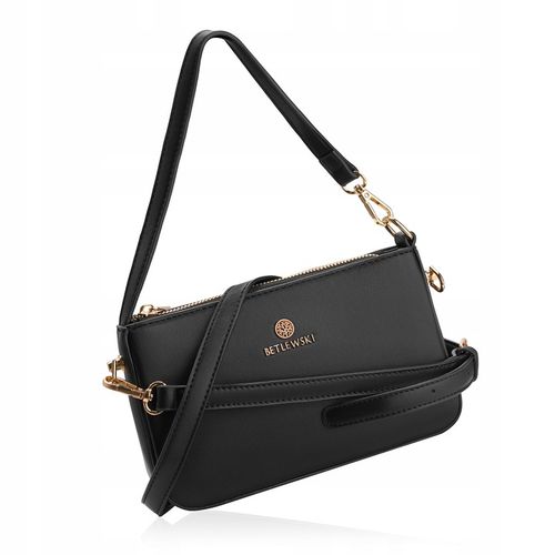 BETLEWSKI Mała torebka wizytowa kopertówka dwa paski wygodna sztywna na Arena.pl