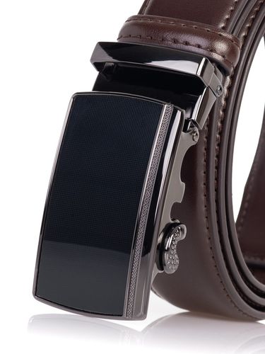 Pasek SKÓRZANY Męski Automat CIEMNY BRĄZOWY spodni na Arena.pl