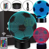 LAMPKA NOCNA DO SYPIALNI DLA DZIECI LED 3D RÓŻNE KOLORY PIŁKA NOŻNA + PILOT