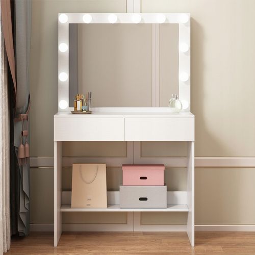 TOALETKA KOSMETYCZNA DO MAKIJAŻU WIZAŻU Z LUSTREM LED NOWOCZESNA LOFT GLAMO na Arena.pl