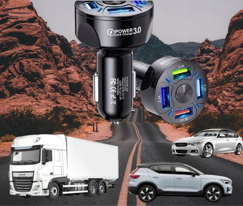 MOCNA SZYBKA ŁADOWARKA SAMOCHODOWA 4x USB PD QC 3.0 DO TELEFONU + KABEL na Arena.pl