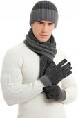 KOMPLET ZIMOWY MĘSKI CZAPKA SZALIK RĘKAWICZKI CIEPŁY ZESTAW NA ZIMĘ