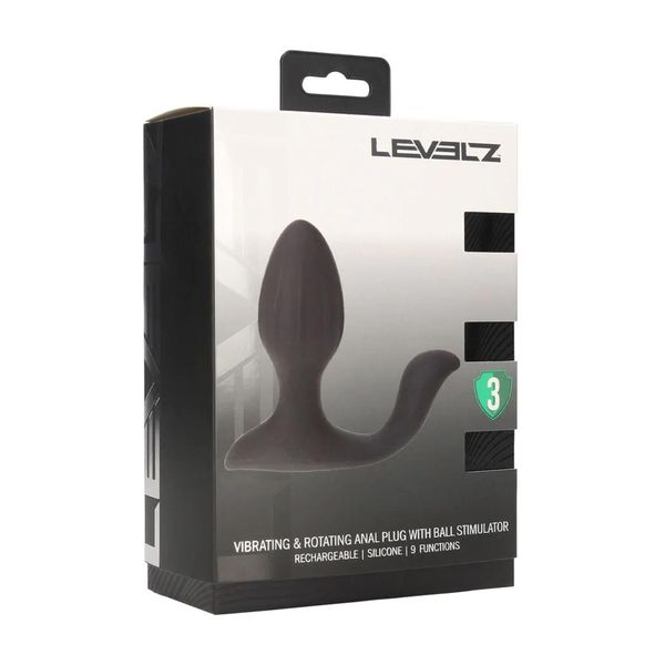 Vibrating And Rotating Silicone Anal Plug With Ball Stimulator - Black zdjęcie 2