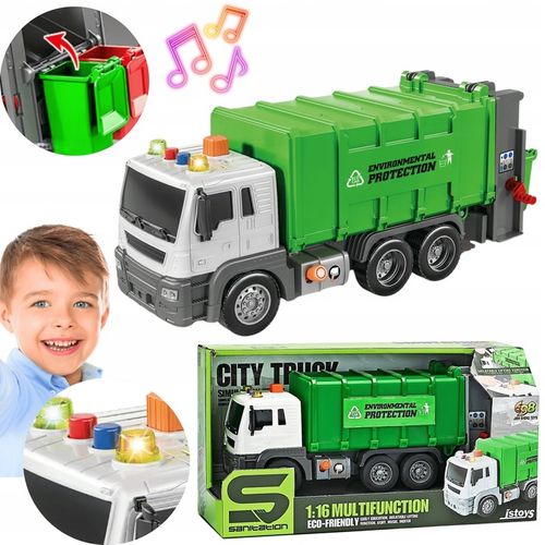ŚMIECIARKA ciężarówka DUŻA mocna ŚWIATŁO DŹWIĘK napęd kosze na śmieci na Arena.pl