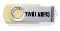 NADRUK PENDRIVE drewniany reklamowy LOGO FIRMY NAPIS Pamięć USB 8GB 25sztuk