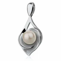 ELEGANCKI KLASYCZNY RODOWANY SREBRNY WISIOREK ŁEZKA KROPLA PERŁA PEREŁKA