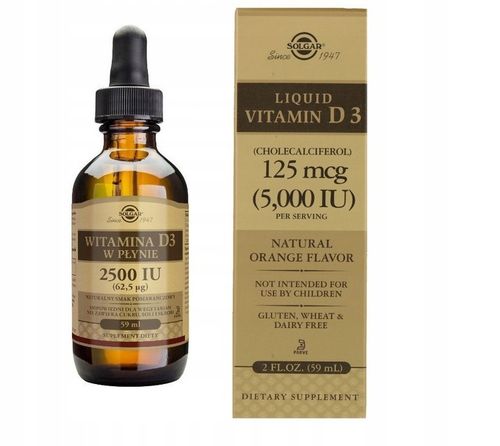 Solgar Witamina D3 5000 IU (125 µg) w płynie - 59 ml na Arena.pl