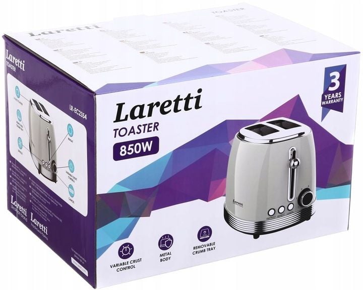 Toster LARETTI LR-EC2354 Stal nierdzewna (Smeg, Ravanson, Miele) zdjęcie 5