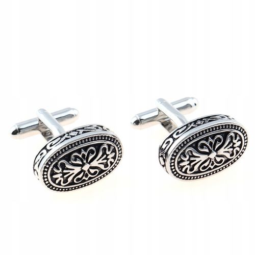 WANDALLIA Spinki do mankietów SP-MN-455 Owalne Srebrne Klasyczne Męskie na Arena.pl