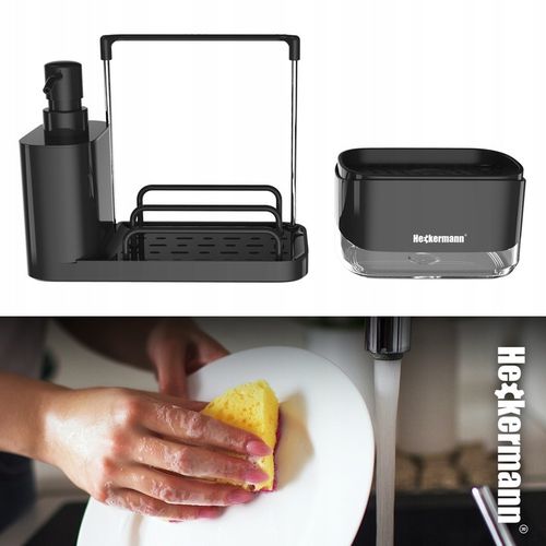 DOZOWNIK NA PŁYN DO MYCIA NACZYŃ MYDŁA POJEMNIK + GĄBKA ORGANIZER DO KUCHNI na Arena.pl