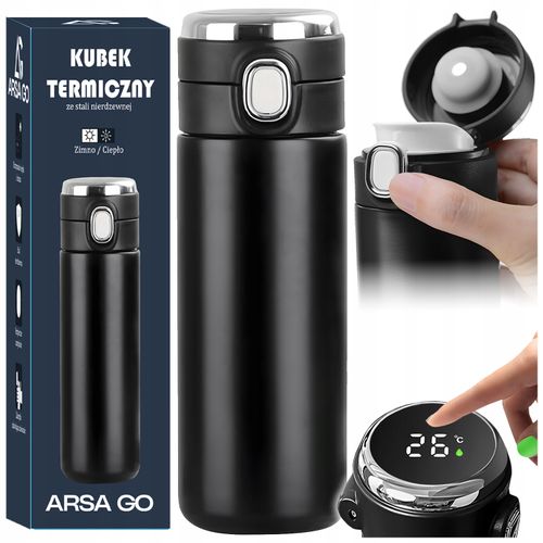 KUBEK TERMICZNY TERMOS DO KAWY Z USTNIKIEM 420ML WYŚWIETLACZ LCD SZCZELNY na Arena.pl