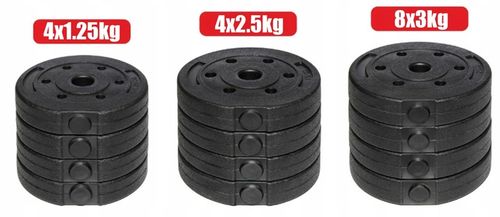 Hantle bitumiczne regulowane 40kg 2x20kg ZESTAW 16 talerzy 2 gryfy sztanga na Arena.pl