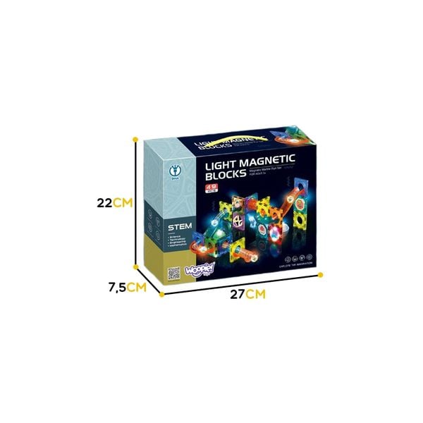 WOOPIE Klocki Magnetyczne Tor Kulkowy Świetlny Kulodrom 49 el. zdjęcie 3