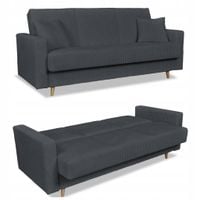 Wersalka kanapa Rene sofa rozkładana pojemnikiem Family Meble sztruks szara