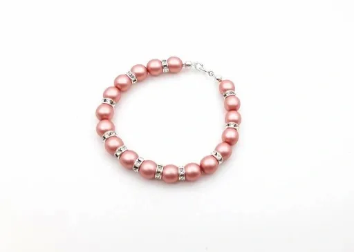 komplet biżuterii pudrowy róż SREBRO PERŁY CYRKONI zdjęcie 5