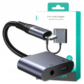 adapter audio 2w1 joyroom sy-l01 lightning do 3.5mm + lightning (czarny)