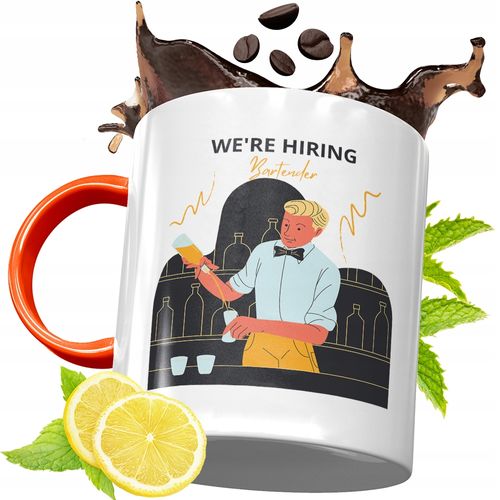 Kubek Pomarańczowy Dla Barmana Prezent Z Nadrukiem Ze Zdjęciem na Arena.pl