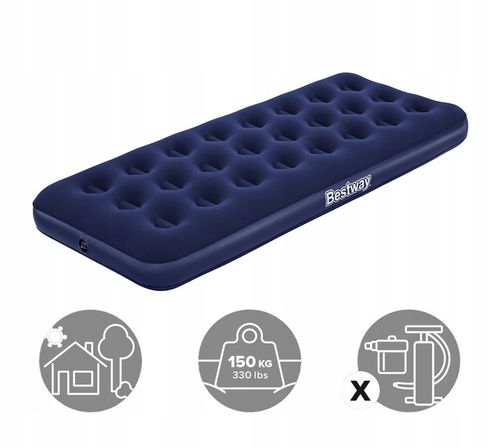 Materac Dmuchany Jednoosobowy Welurowy prawie 2m 185x76 22 cm łóżko na Arena.pl