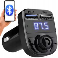 Transmiter bluetooth FM, zestaw HF, odtwarzacz MP3, ładowarka 2 x USB
